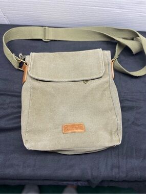 Olive Canvas Crossbody with Tan Leather Accents